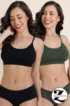 Zivame Unbound Padded Non Wired 3/4th Coverage Bralette (Pack of 2) - Multicolor — thumbnail 1